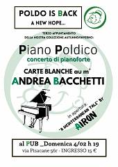 Grande concerto di pianoforte al poldo's pub! il maestro andrea bacchetti presentera' il s